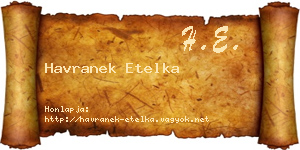 Havranek Etelka névjegykártya